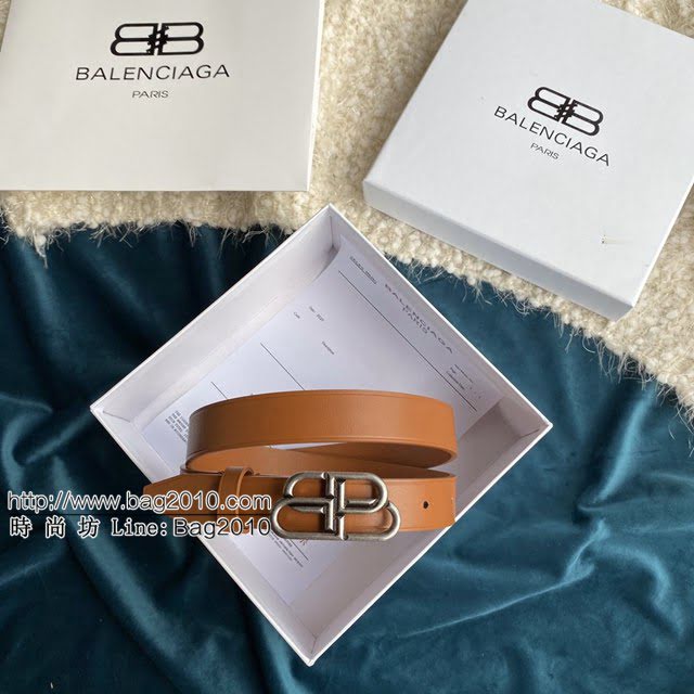 Balenciaga女士皮帶 巴黎世家BB經典logo扣腰帶 巴黎世家小牛皮皮帶  jjp1130